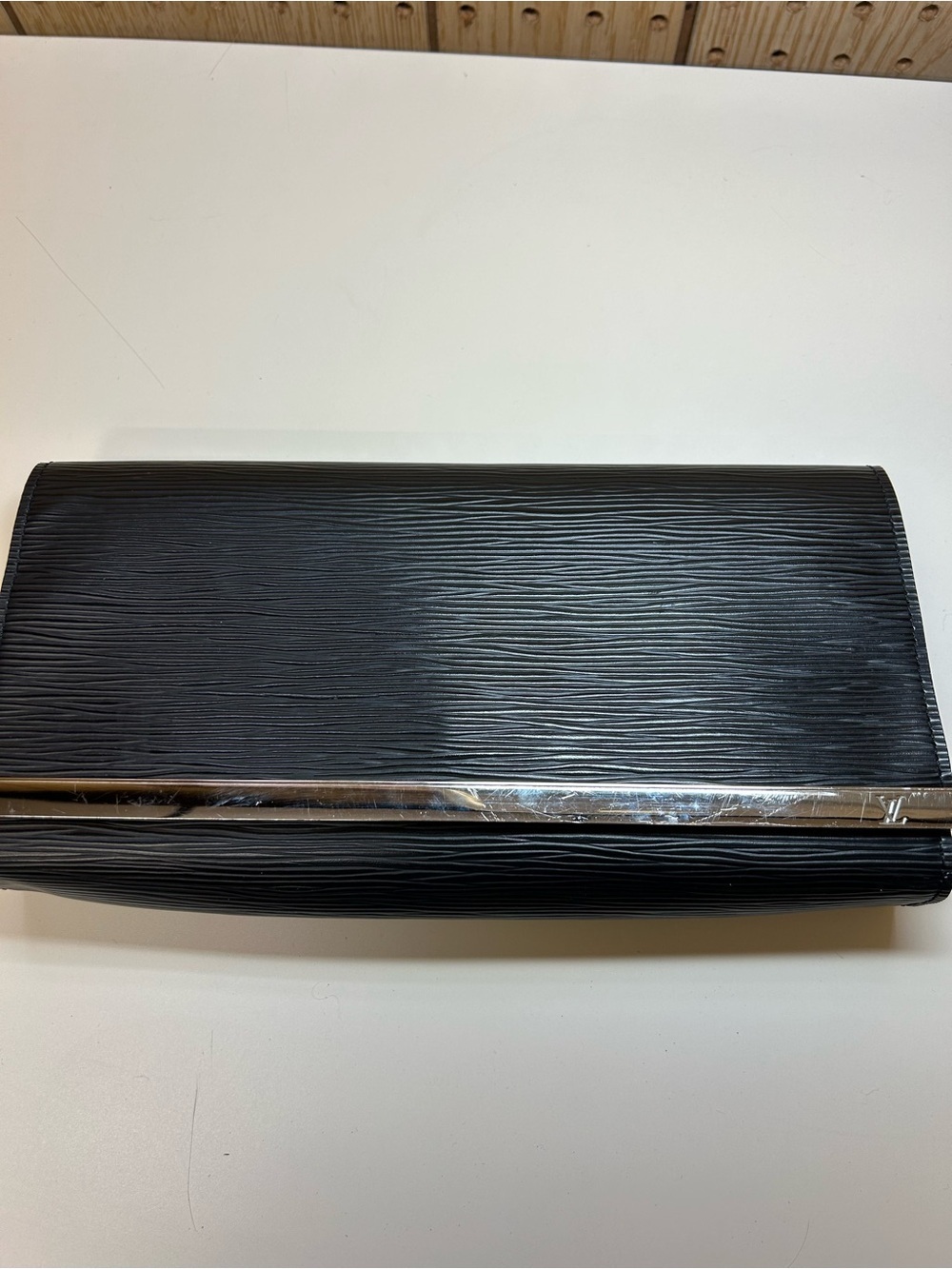Louis Vuitton Black Textured Epi Leather Clutch with Gold-Tone Trim